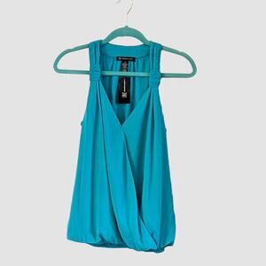 NEW INC International Concepts Teal Blouse M Mixed Media Sleeveless Top Career